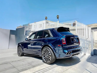 DIY Rolls-Royce Cullinan wrapped in Super Gloss Metallic Midnight Blue restyling film