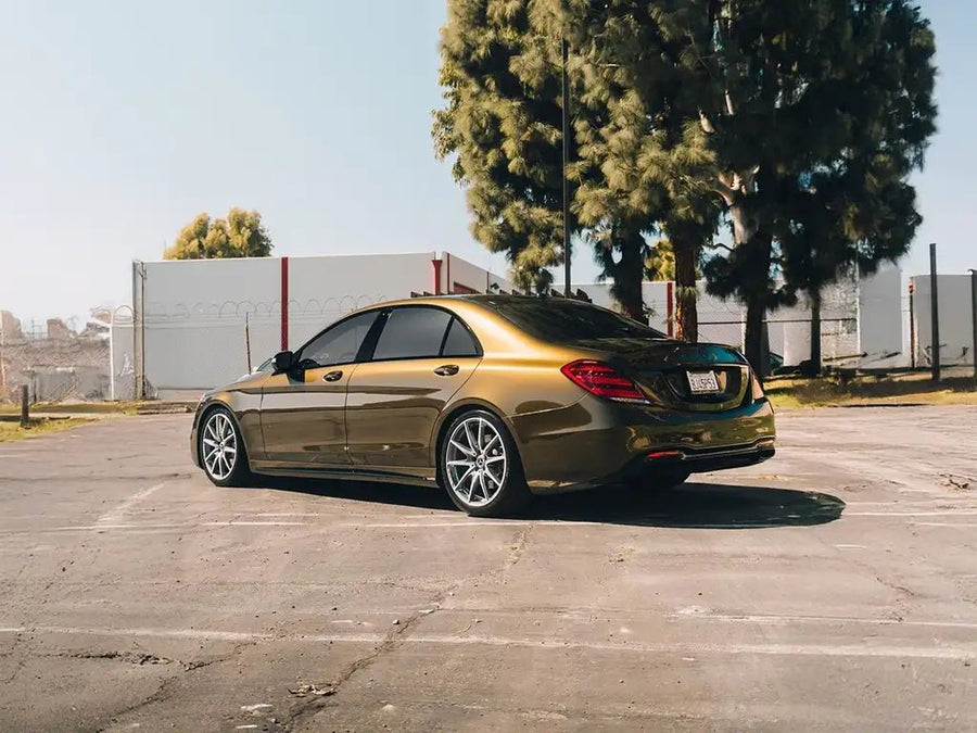 Mercedes-Benz S-Class wrapped in Inozetek Super Gloss Metallic Midnight Gold automotive vinyl film