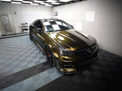DIY Mercedes-Benz C-Class Coupe wrapped in SuperGloss Metallic Midnight Gold car wrap film