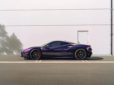 Ferrari 488 wrapped in SuperGloss Metallic Midnight Purple vinyl wrap