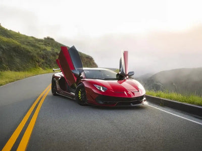 Lamborghini Aventador wrapped in Inozetek SuperGloss Metallic Vampire Red vinyl wrap