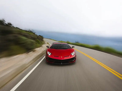 Lamborghini Aventador wrapped in SuperGloss Metallic Vampire Red vinyl wrap