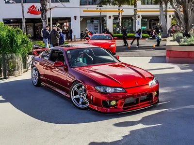 Nissan Silvia S15 wrapped in Super Gloss Metallic Vampire Red restyling film