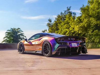 Ferrari 488 wrapped in Inozetek None Limited Special Edition Anti Social Social Club Spectrum wrap film