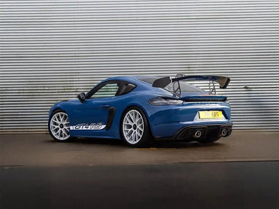 DIY Porsche 718 Cayman GT4 RS wrapped in SuperGloss Alex Choi Narwhal Blue restyling film