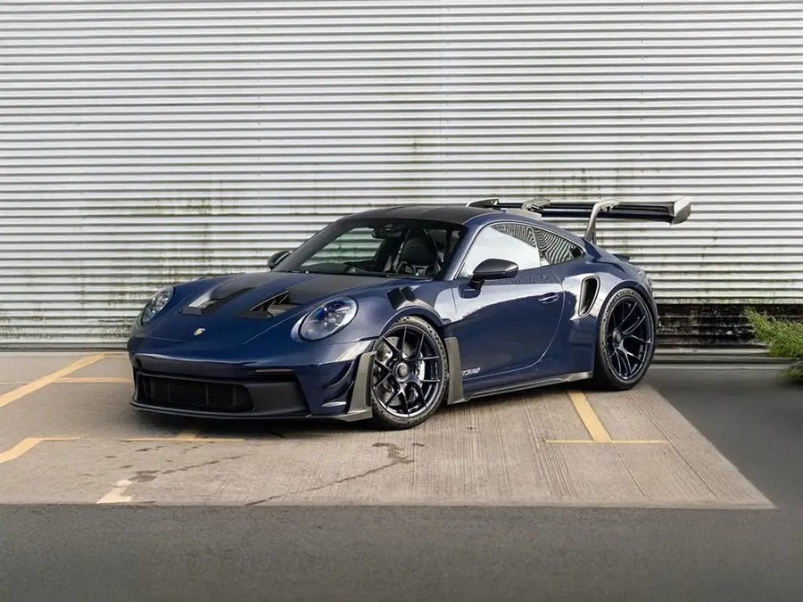 DIY Porsche 911 GT3 RS wrapped in Super Gloss Navy Blue vinyl wrap
