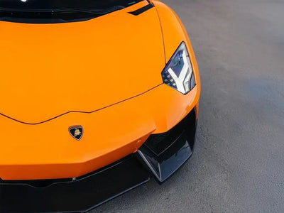 DIY Lamborghini Aventador wrapped in SuperGloss Papaya Orange automotive vinyl film