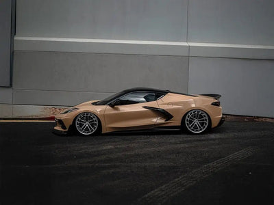 DIY Chevrolet Corvette C8 wrapped in SuperGloss Sand wrap film