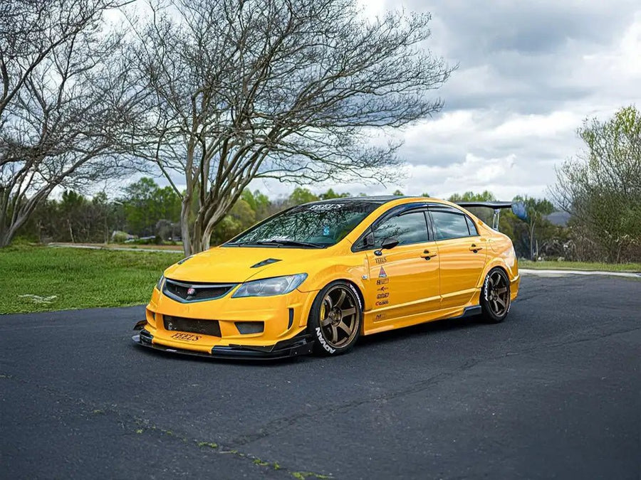 DIY Honda Civic wrapped in SuperGloss Signal Yellow automotive vinyl film