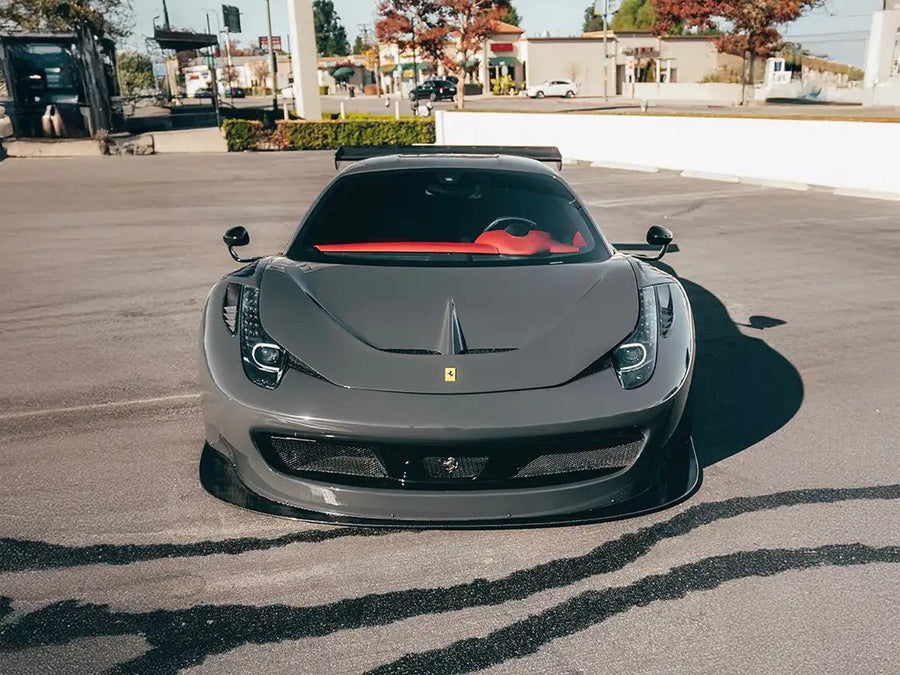 Ferrari 458 wrapped in SuperGloss Slate Grey automotive vinyl film
