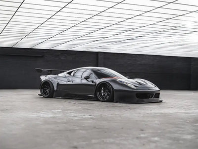 DIY Ferrari 458 wrapped in Super Gloss Slate Grey restyling film