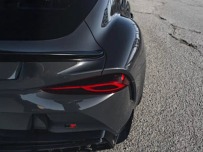 Toyota Supra wrapped in Inozetek SuperGloss Slate Grey wrap film