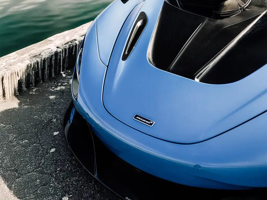 DIY McLaren wrapped in SuperGloss Soft Blue restyling film