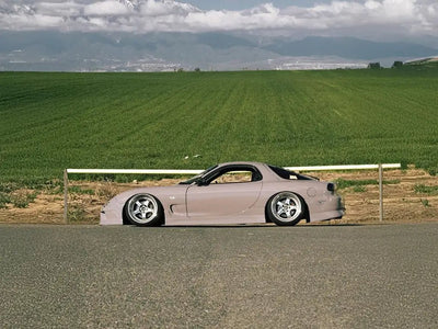 Mazda RX-7 wrapped in Super Gloss Staple Pigeon Grey wrap film