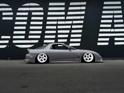 DIY Mazda RX-7 wrapped in Super Gloss Staple Pigeon Grey car wrap film