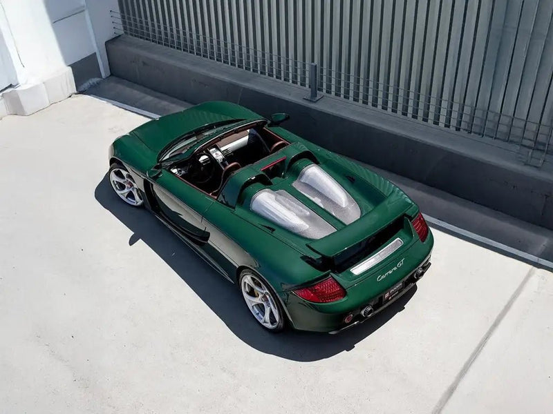 Porsche Carrera GT wrapped in Super Gloss Vintage Racing Green wrap film