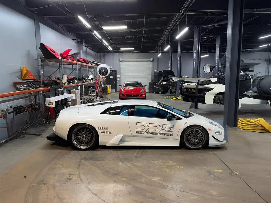 DIY Lamborghini Murciélago wrapped in SuperGloss White Out automotive vinyl film