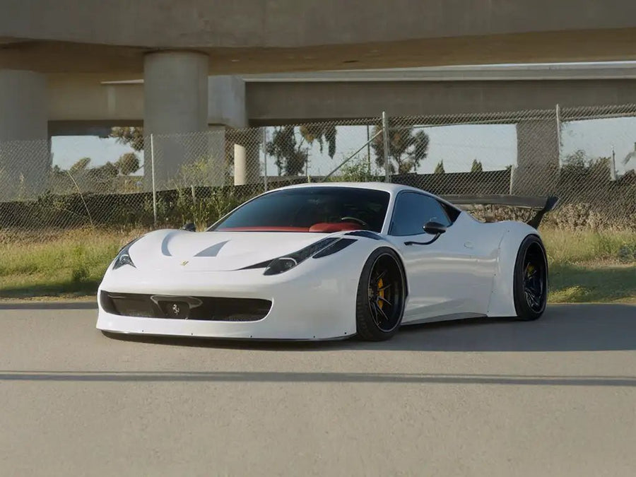 Ferrari 458 wrapped in Inozetek SuperGloss White Out vinyl wrap