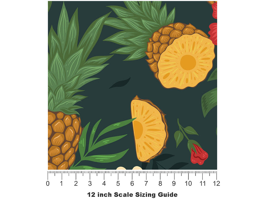 Abacaxi Slices Fruit Vinyl Film Pattern Size 12 inch Scale~Rwraps Abacaxi Slices Fruit Sizing Chart~2