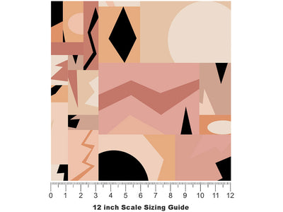 Abstract Salmon Mosaic Vinyl Film Pattern Size 12 inch Scale~Rwraps Abstract Salmon Mosaic Sizing Chart~2