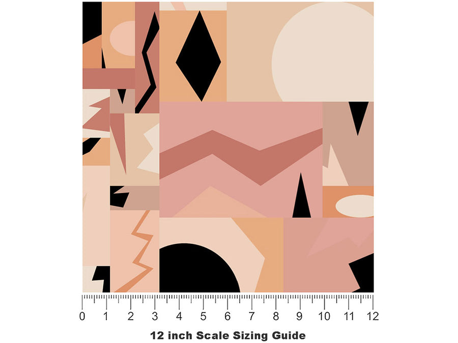 Abstract Salmon Mosaic Vinyl Film Pattern Size 12 inch Scale~Rwraps Abstract Salmon Mosaic Sizing Chart~2