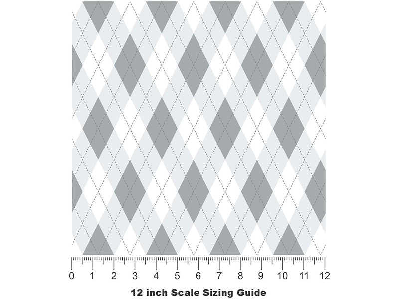Achromatic  Argyle Vinyl Film Pattern Size 12 inch Scale~Rwraps Achromatic  Argyle Sizing Chart~2