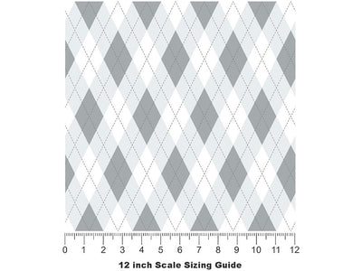 Achromatic  Argyle Vinyl Film Pattern Size 12 inch Scale~Rwraps Achromatic  Argyle Sizing Chart~2