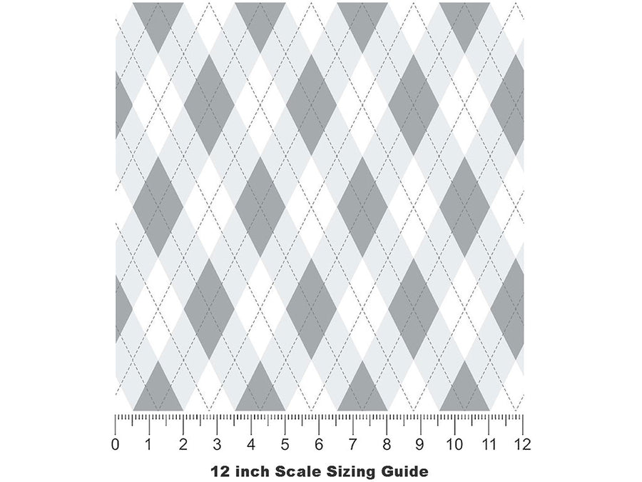 Achromatic  Argyle Vinyl Film Pattern Size 12 inch Scale~Rwraps Achromatic  Argyle Sizing Chart~2