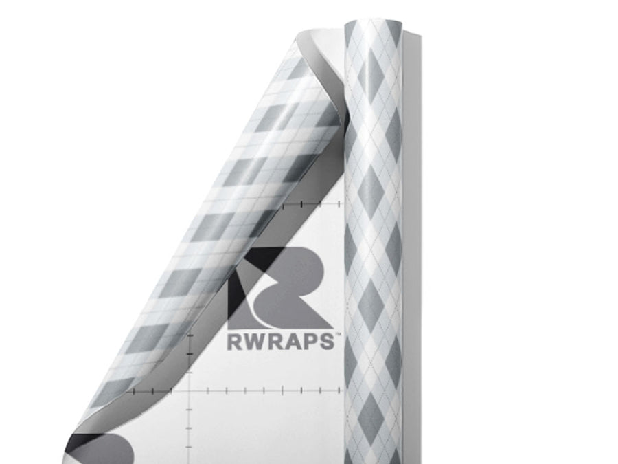 Achromatic  Argyle Wrap Film Sheets~Rwraps Series 914 Achromatic  Argyle Scrolled Sheet~3