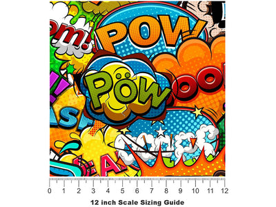 Action Comic Sticker Bomb Vinyl Film Pattern Size 12 inch Scale~Rwraps Action Comic Sticker Bomb Sizing Chart~3