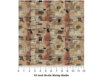 Almond Brown Brick Vinyl Film Pattern Size 12 inch Scale~Rwraps Almond Brown Brick Sizing Chart~3