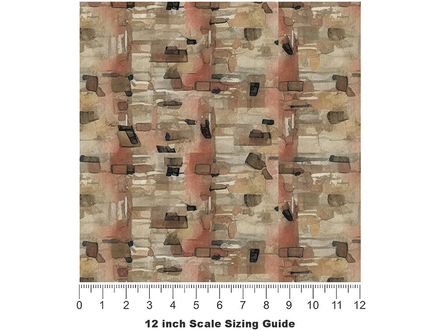 Almond Brown Brick Vinyl Film Pattern Size 12 inch Scale~Rwraps Almond Brown Brick Sizing Chart~3