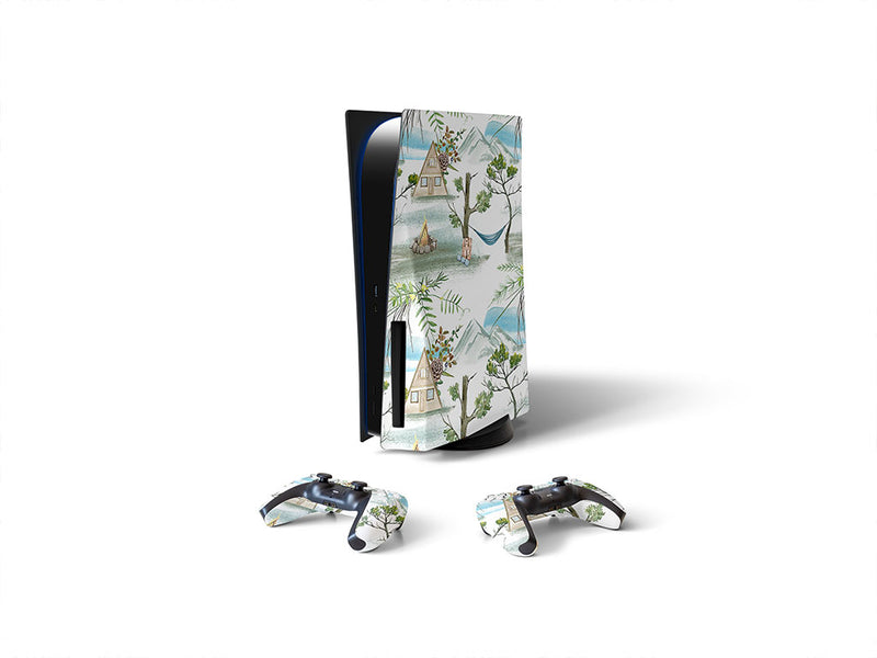 alpine cabin camping Sony PS5 DIY Skin