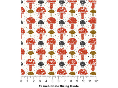 Amanita Muscaria Mushroom Vinyl Film Pattern Size 12 inch Scale~Rwraps Amanita Muscaria Mushroom Sizing Chart~2