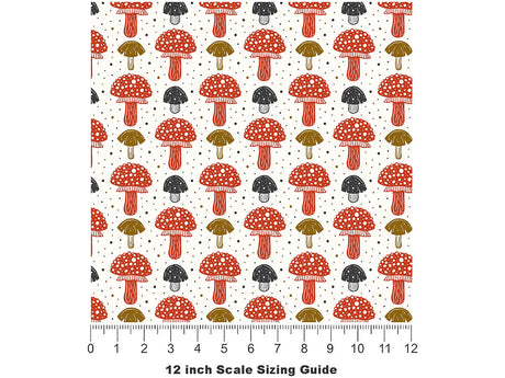Amanita Muscaria Mushroom Vinyl Film Pattern Size 12 inch Scale~Rwraps Amanita Muscaria Mushroom Sizing Chart~2