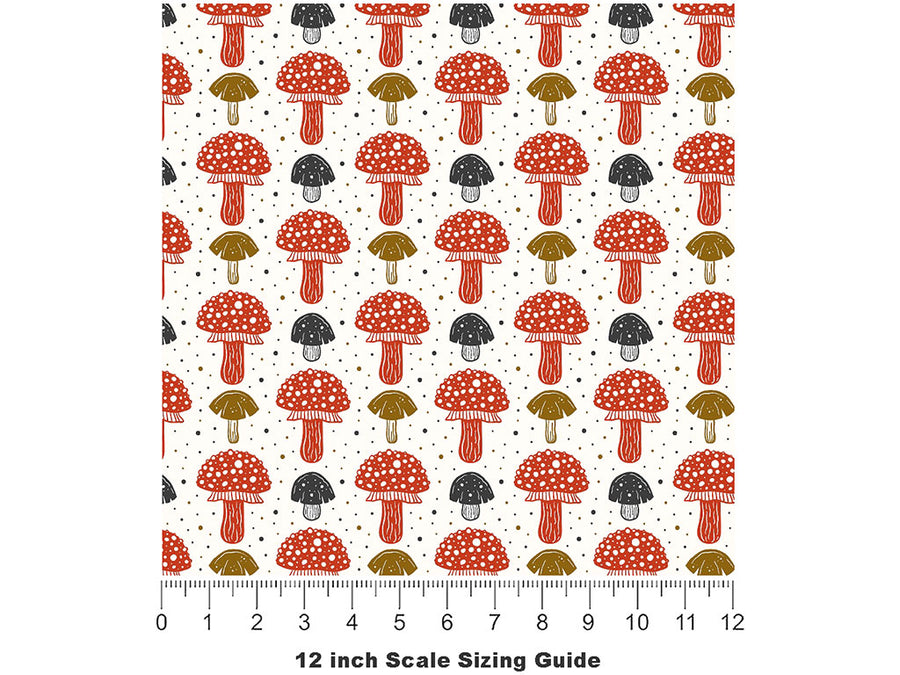 Amanita Muscaria Mushroom Vinyl Film Pattern Size 12 inch Scale~Rwraps Amanita Muscaria Mushroom Sizing Chart~2