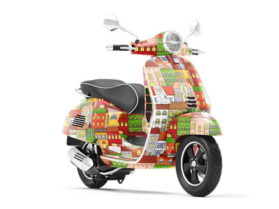 Apartment Block Cityscape Vespa Scooter Wrap Film