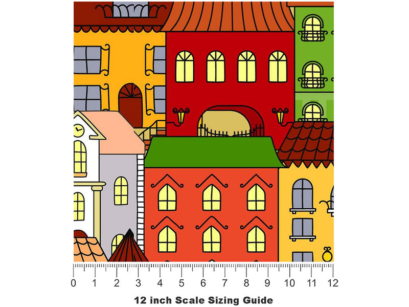 Apartment Block Cityscape Vinyl Film Pattern Size 12 inch Scale~Rwraps Apartment Block Cityscape Sizing Chart~3