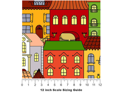 Apartment Block Cityscape Vinyl Film Pattern Size 12 inch Scale~Rwraps Apartment Block Cityscape Sizing Chart~3