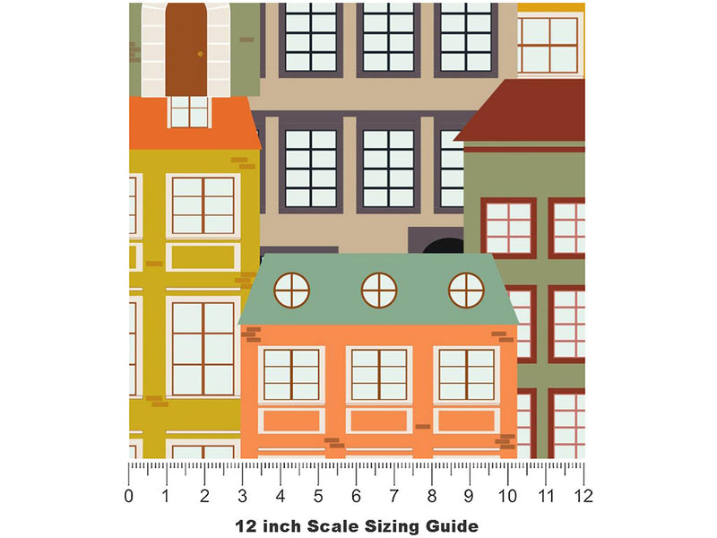Apartment Hunting Cityscape Vinyl Film Pattern Size 12 inch Scale~Rwraps Apartment Hunting Cityscape Sizing Chart~3