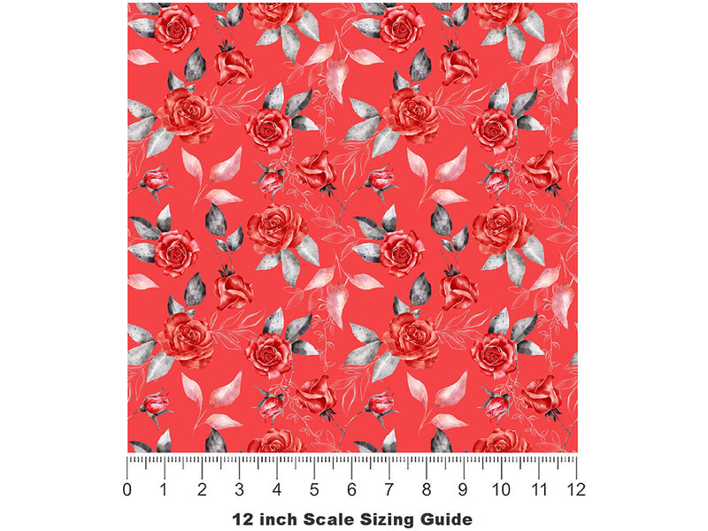 Aphrodite Rose Floral Vinyl Film Pattern Size 12 inch Scale~Rwraps Aphrodite Rose Floral Sizing Chart~2