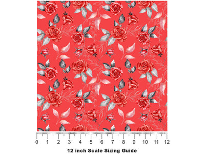 Aphrodite Rose Floral Vinyl Film Pattern Size 12 inch Scale~Rwraps Aphrodite Rose Floral Sizing Chart~2