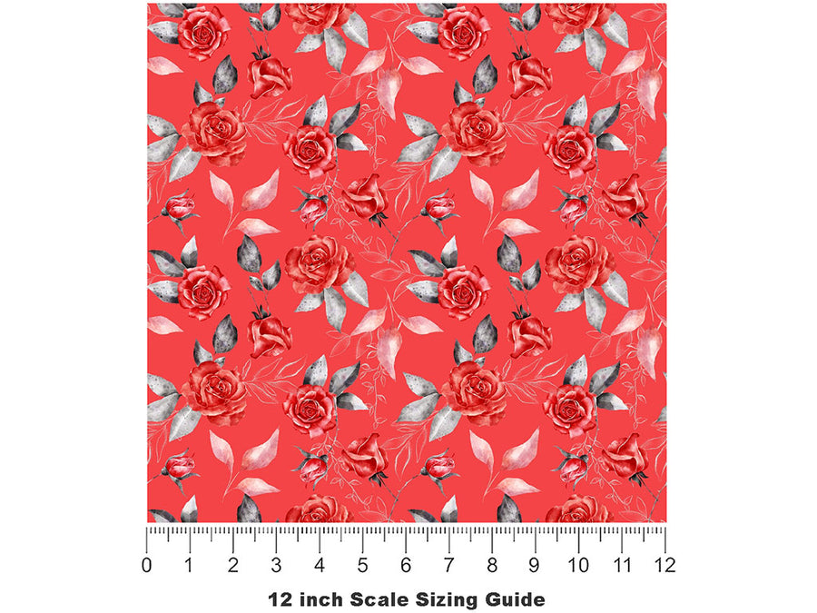 Aphrodite Rose Floral Vinyl Film Pattern Size 12 inch Scale~Rwraps Aphrodite Rose Floral Sizing Chart~2