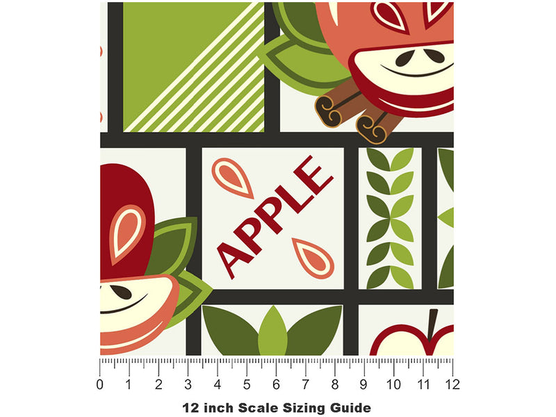 Apple A Day Mosaic Vinyl Film Pattern Size 12 inch Scale~Rwraps Apple A Day Mosaic Sizing Chart~2