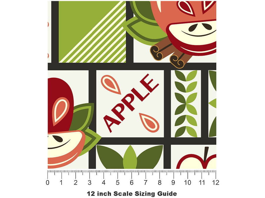 Apple A Day Mosaic Vinyl Film Pattern Size 12 inch Scale~Rwraps Apple A Day Mosaic Sizing Chart~2