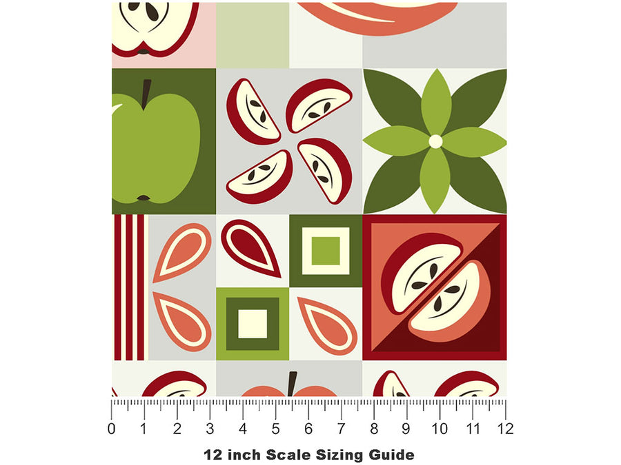 Apple A Night Mosaic Vinyl Film Pattern Size 12 inch Scale~Rwraps Apple A Night Mosaic Sizing Chart~2