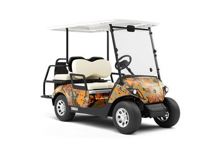 Apricot Flecktarn Camouflage Wrapped Golf Cart
