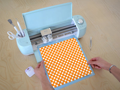 apricot orange polka dot Cricut Compatible Vinyl