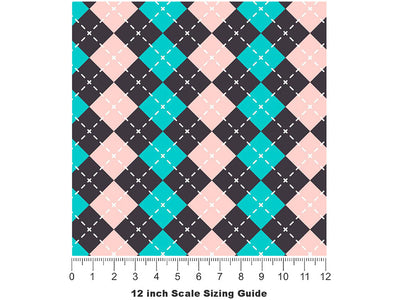 Aqua Addiction Argyle Vinyl Film Pattern Size 12 inch Scale~Rwraps Aqua Addiction Argyle Sizing Chart~2