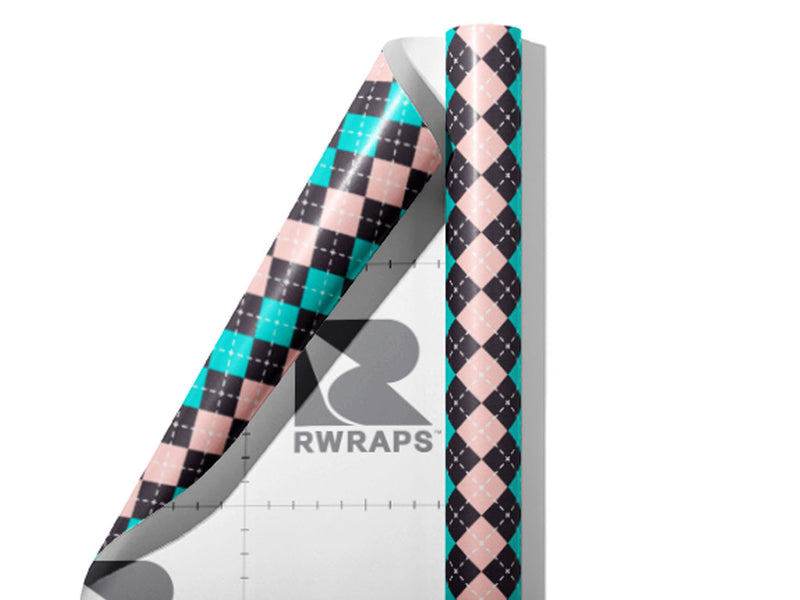 Aqua Addiction Argyle Wrap Film Sheets~Rwraps Series 914 Aqua Addiction Argyle Scrolled Sheet~3